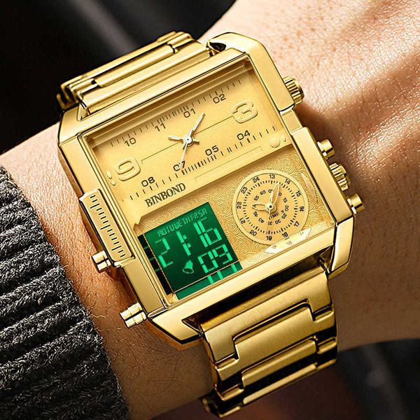 

binbond brand watch large dial multi-function sports quartz watch men's watch men's watch, Slivery;black