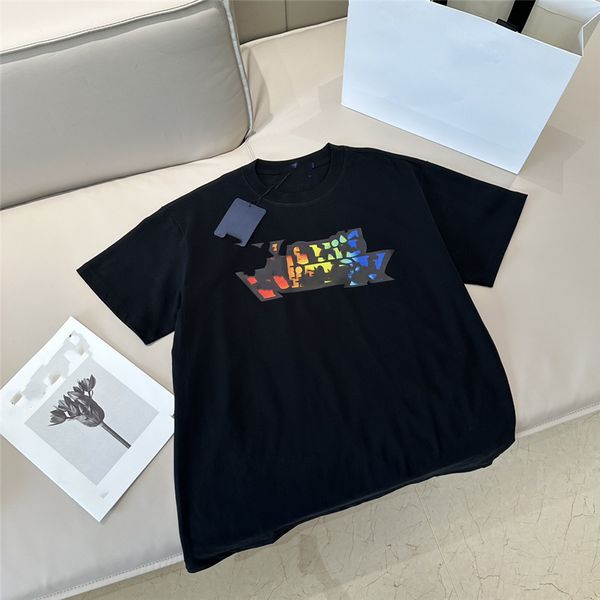 

fashion men's t-shirts 2023 louiseity soft cotton short sleeve round neck wrinkle proof preshrunk letter logo loose student casual coup, White;black