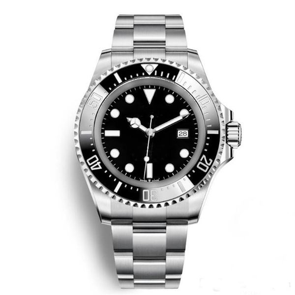 

r series 44mm automatic date mens watches deep black dial ceramic bezel luminous hands stainless steel bracklet wristwatches265b, Slivery;brown