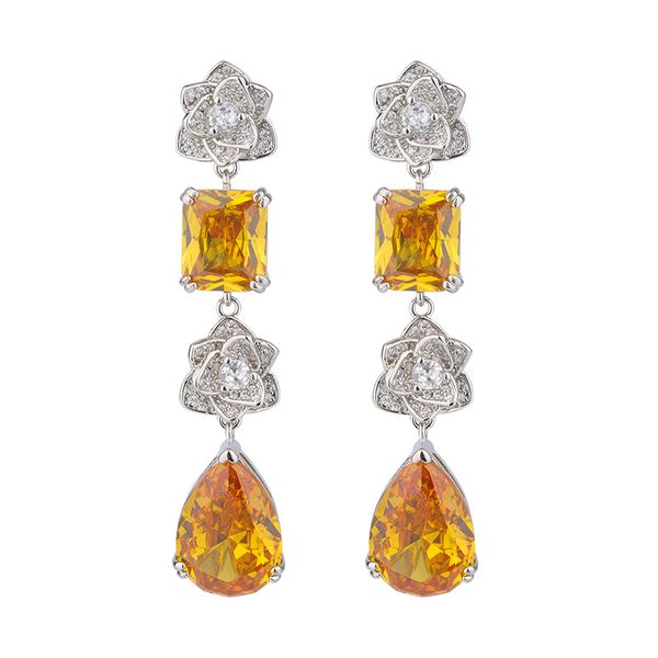 

yellow droplet pendant dangle & chandelier drop-shaped pendant earrings are suitable for women's aggregation jewelry, Silver