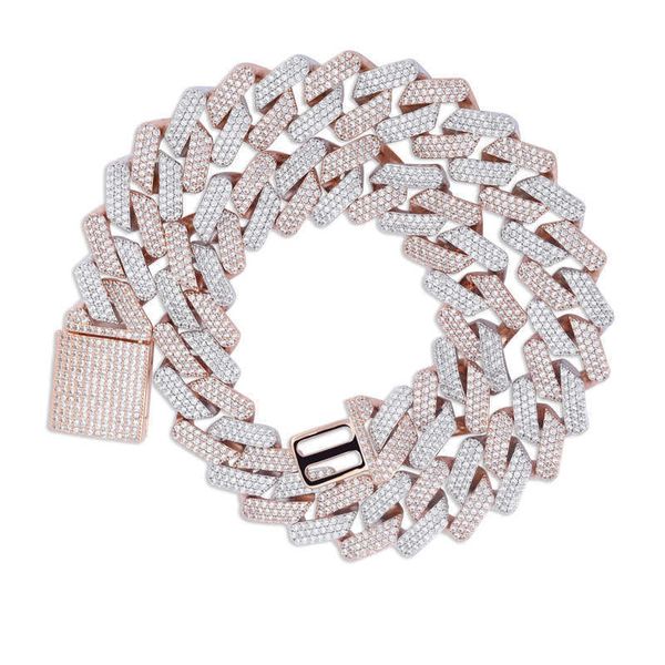 

new 20mm box buckle miami cuban chain full of zircon hip hop men's necklace gold australian jewelry, Silver