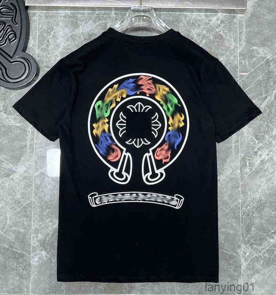 

ch fashion men's t shirt designer chrome classic summer brand short sleeve sanskrit letter pullover t-shirt cross pattern, White;black