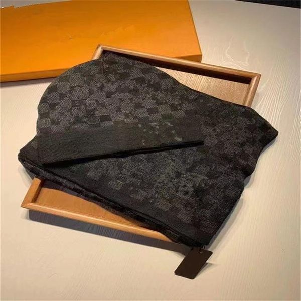 

2021 fashion design letter embroidery scarfs hat men and women wool hoodie scarf beanie hats glove cover2129, Blue;gray