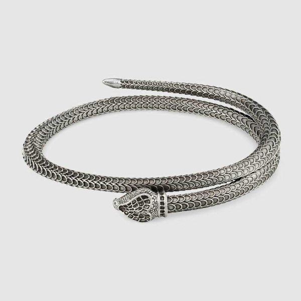 

20% off 2023 new luxury fashion jewelry for thai silver bracelet tail snake male and female lovers punk bracelet open mouth jewelry, Black