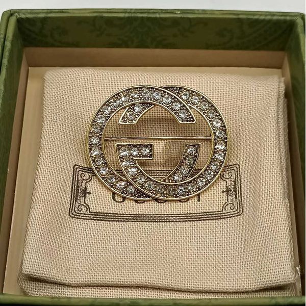 

20% off all items 2023 new luxury fashion jewelry for family antique gold double brooch female diamond suit coat sweater accessories corsage, Gray