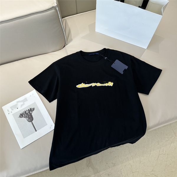 

fashion men's t-shirts 2023 louiseity soft cotton short sleeve round neck wrinkle proof preshrunk letter logo loose student casual coup, White;black