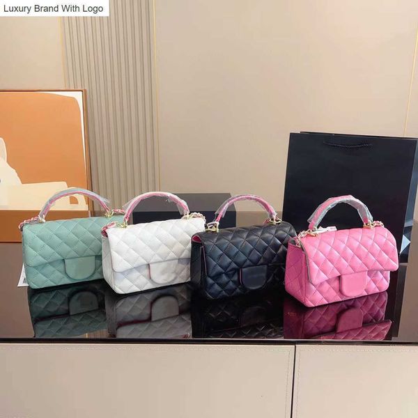 

cc bag evening bags leather handle square flap bags double-sided two-color stitching luxurys handbags crossbody designer gold metal hardware