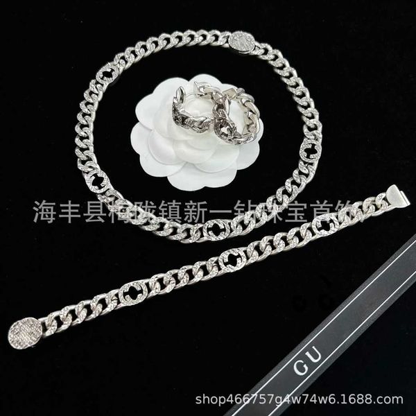 

70% off earrings version chain hollowed-out necklace family advanced interlocking bracelet silver