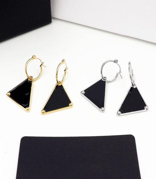 

fashion designer prads stud earring triangle earing love women gold silver luxury jewelry6518128, Golden;silver