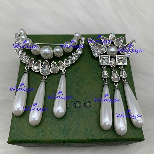 

80% off 2023 new luxury fashion jewelry for new water drop diamond pearl tassel temperament light luxury brooch, Gray