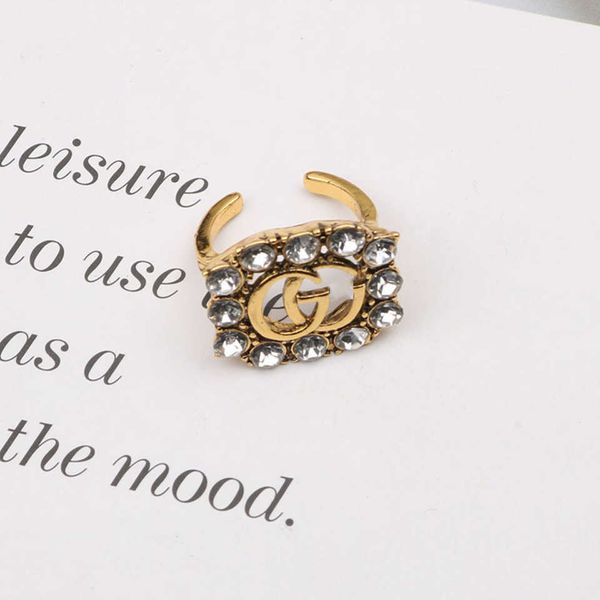 

95% off 2023 new luxury fashion jewelry for simple letters men and women universal delicate ring open temperament rhinestone hand jewelry, Silver