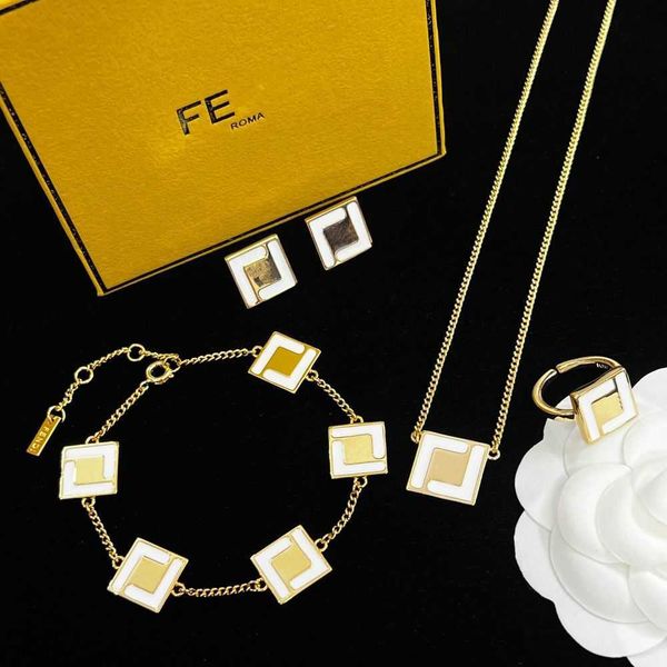

20% off 2023 new luxury fashion jewelry for premium feeling gel drop white necklace temperament square bracelet ear stud open ring ins style, Black
