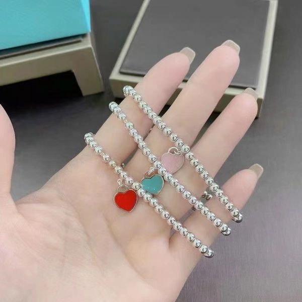 

tiffan girl bracelet sterling silver transfer beads simple couple's girlfriend christmas birthday gift fourleaf grass, Black