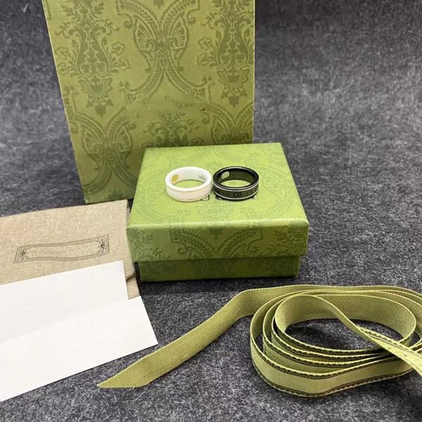 

factory direct sales 2023 new luxury fashion jewelry for double female korean design black steel white ceramic couple give gifts to ring, Silver