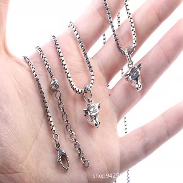 

80% off 2023 new luxury fashion jewelry for new silver three-dimensional old cowhead couple necklace