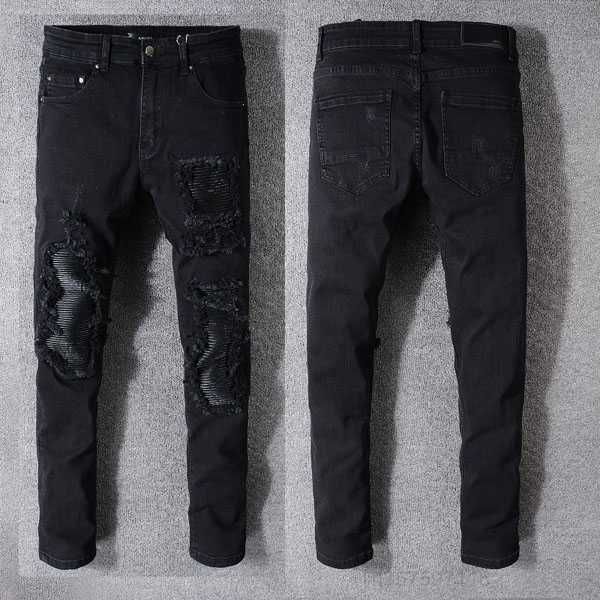 

2023 fashion men's jeans runway slim racer biker jeans *1133 hiphop skinny men denim ripped joggers pants male wrinkle jean trousers, Blue