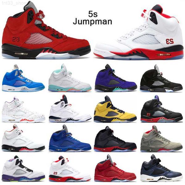 

5s raging red jumpman basketball shoes 5 blue bird hyper royal alternate grape michigan og black metallic oreo mens trainers sport sneakers