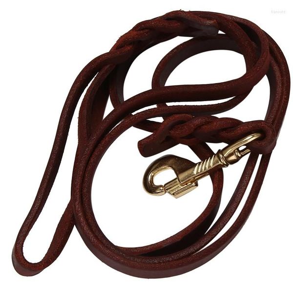 

dog collars practical 2m long leather braided pet walk traction collar strap training leash lead