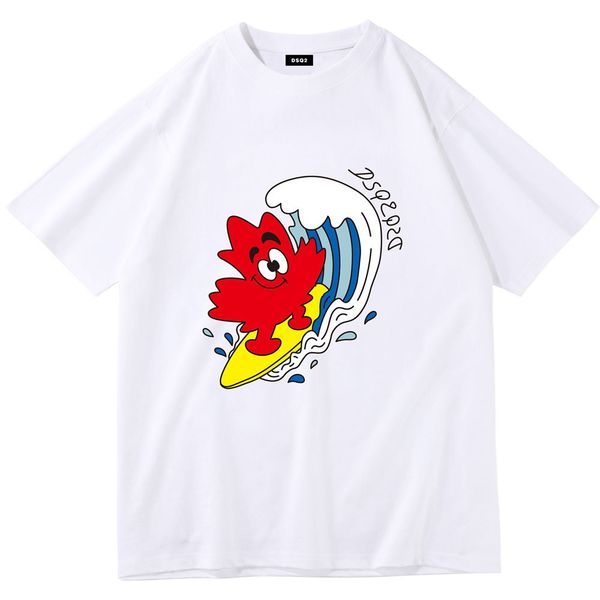 

cotton cloth dsq2 short-sleeved t-shirt men's 2023 summer new loose and versatile slim fashion casual women's short-sleeved bottom, White;black