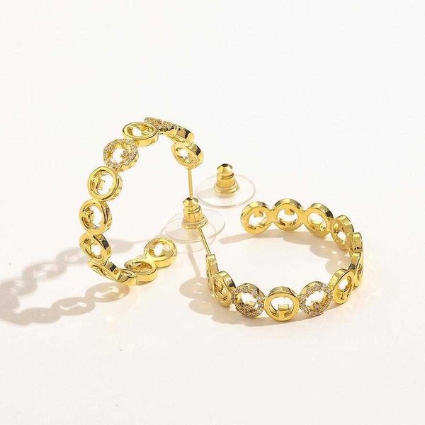 

high-quality french ancient exaggerated big family copper inlaid zircon real gold plated earrings temperament earrings, Golden