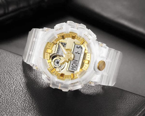 

original shock watch sports digital quartz 700 watch led auto hand lift light world time ga oak series, Slivery;golden