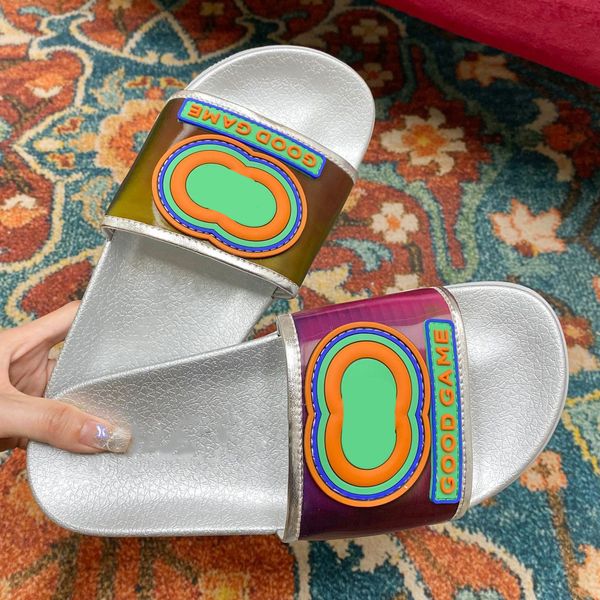 

beach slippers fashion thick bottom designer women shoes cartoon alphabet sandals leather heels letter, Black