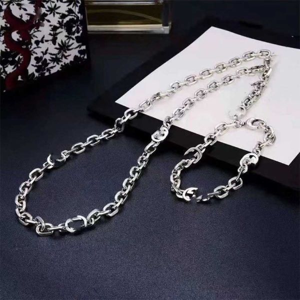 

single interlocking bracelet necklace couple men and women's internet red temperament hegemony tiktok same style designer luxury jewelr, Black