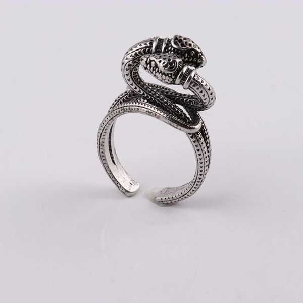 

80% off 2023 new luxury fashion jewelry for new double snake head winding is an old . men and women have the same pair of ring meng yu jewel, Silver