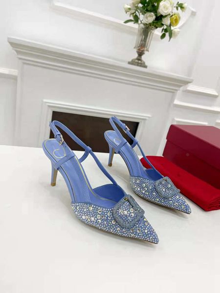 

dress shoes women pumps triangle mid-heel slingback sandals designers shoes high heels sandales espadrilles h572, Black