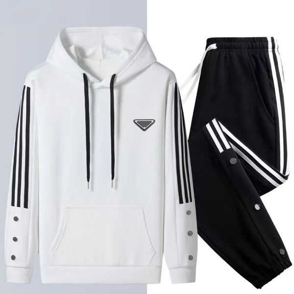 

men's tracksuits men's sportswear designer hooded print casual casual2023 fashion pullover sweatshirt long-sleeved jacket and pant, Gray
