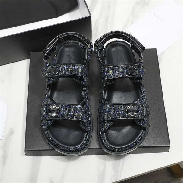 

fashion sandals luxury design 2023 channel women high heel leather letter logo wedding party casual slippers 07-08, Black
