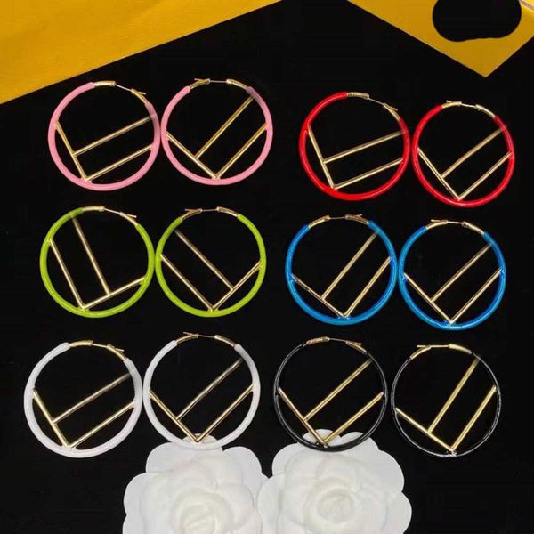 

20% off 2023 new luxury fashion jewelry for family 5cm large circle drop glue earrings brass silver needle earrings female, Golden