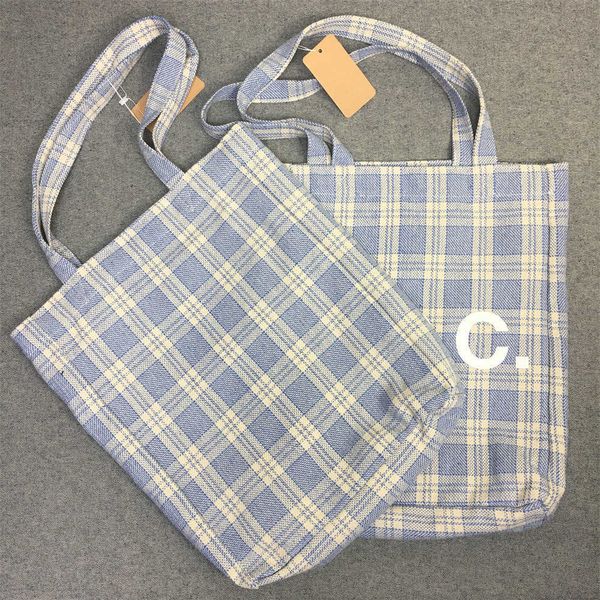 

small fresh check shoulder bag handbag canvas bag shopping bagap