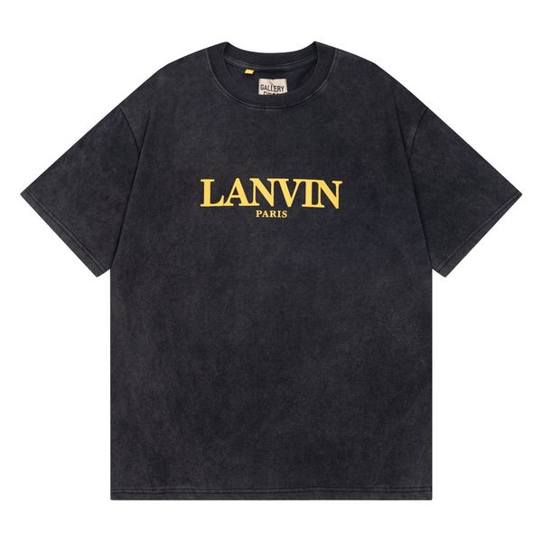 

2023 summer european and american fashion brand lanvin letter printing men's and women's casual short-sleeved t-shirt support cust, White;black