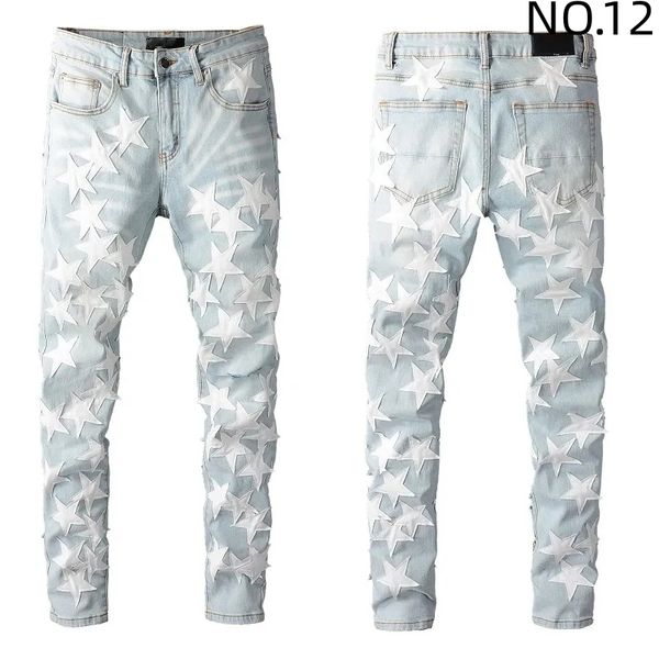 

black ripped jeans miri designer jeans motorcycle trendy ripped patchwork hole size 30-40 streetwear all year round slim legged jeans 87u85, Blue