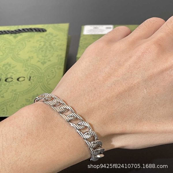 

20% off all items 2023 new luxury fashion jewelry for new silver tridimensional striped bracelet for men and women, Black