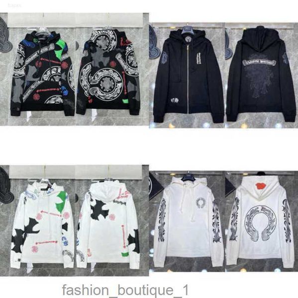 

men's luxury jackets fashion sweatshirts men women classic hoodies ch zipper hooded sweater designer cross pullover sanskrit hoodie cas, Black