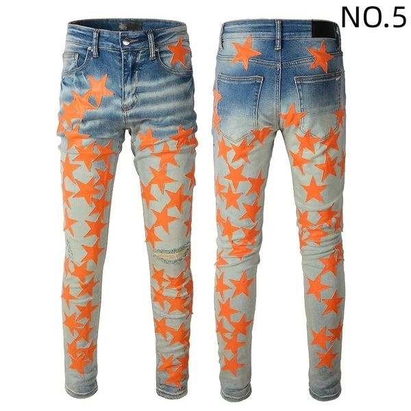 

black ripped jeans miri designer motorcycle trendy ripped patchwork hole size 30-40 streetwear all year round slim legged p5m2, Blue