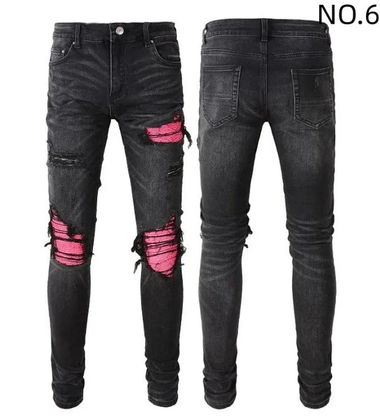 

black ripped jeans miri designer motorcycle trendy ripped patchwork hole size 30-40 streetwear all year round slim legged 14 heig, Blue