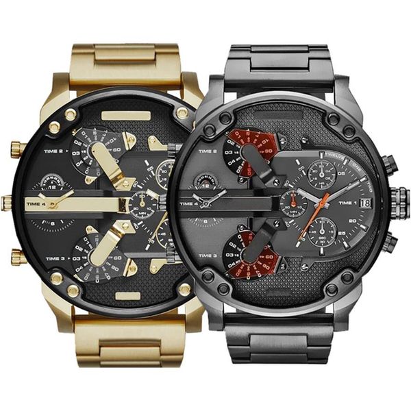 

selling sports military mens watches 50mm big dial golden stainless steel fashion watch men luxury wrist watch reloj de lujo266k, Slivery;brown