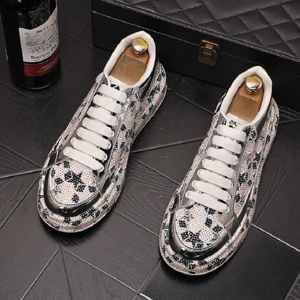 

fashion white rhinestone designer shoes mens sneakers low lace up round toe flat heel men casual shoes zapatillas hombre d2a33, Black