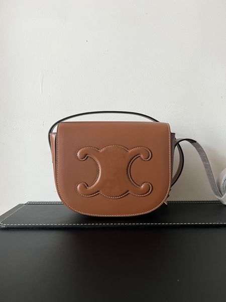 

fashion celinn triomphe saddle bag lady designer crossbody bags smooth leather shoulder bags women's monogram handbag flip magnet 10a q