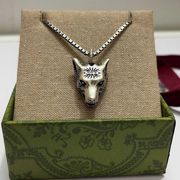

70% off 2023 new luxury fashion jewelry for family double animal necklace trend dark coat and wolf head, Silver