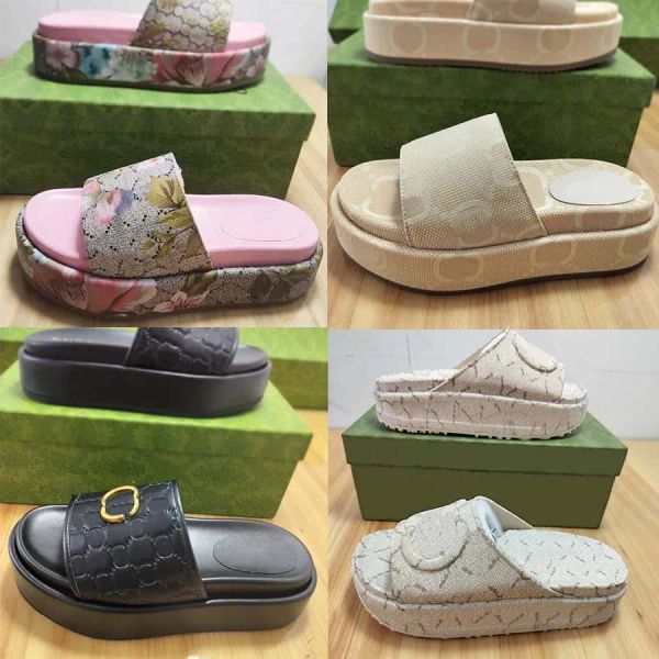 

denim platform slides sandals canvas slipper multicolor linin fabric luxury designer sandal lady slide platform wedge rainbows summer slippe, Black