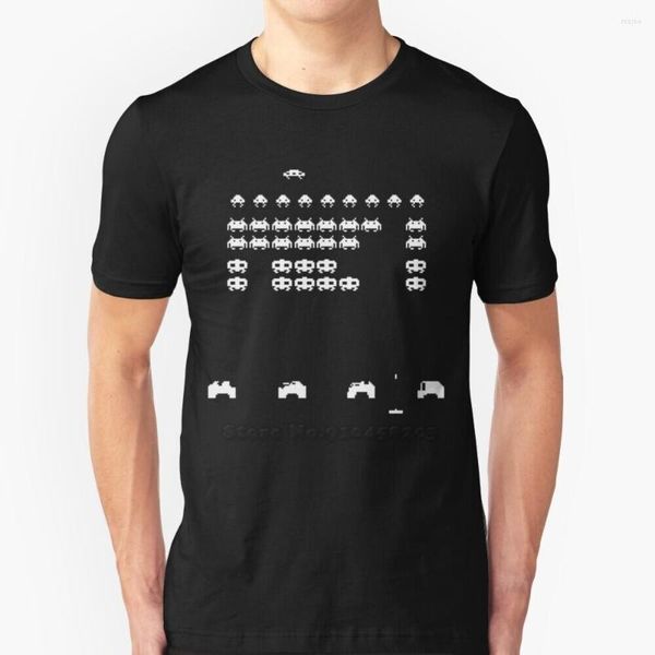 

men's t shirts wardrobe invaders hip hop t-shirt cotton tshirts men tee computer game 8 bit space arcade gaming console, White;black