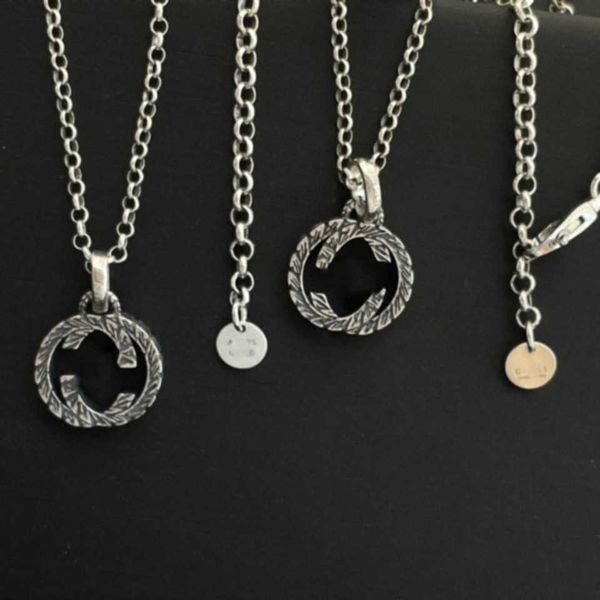 

95% off 2023 new luxury fashion jewelry for silver antique carved pattern size fried dough twist necklace is versatile and fashionable