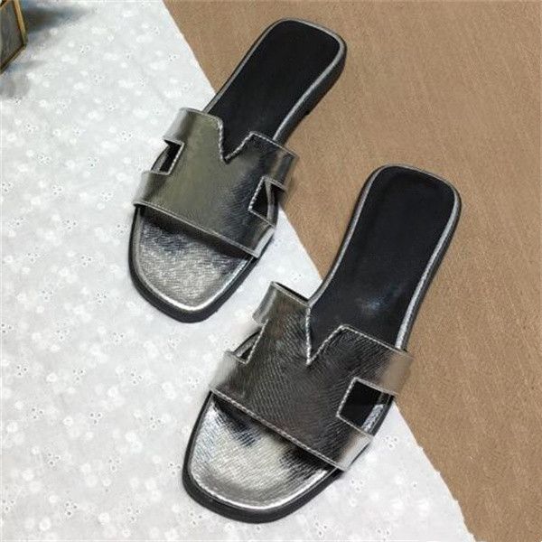 

fashion designer men woman slippers slipper slide summer fashion wide flat sandals indoor flip flop, Black