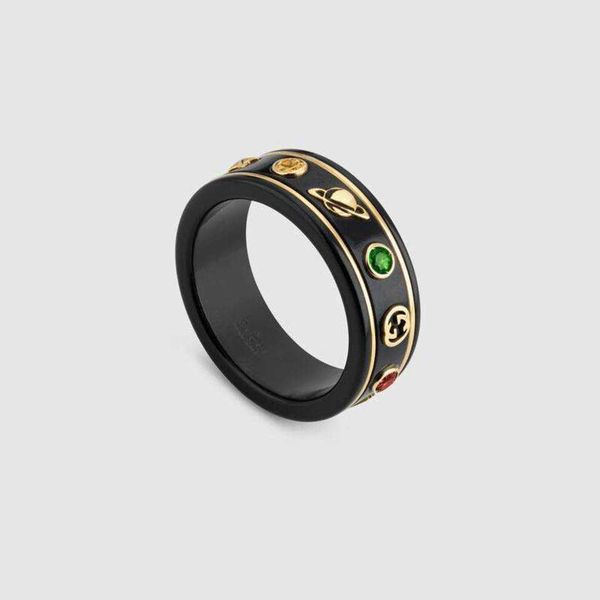 

95% off 2023 new luxury fashion jewelry for same antique double black and white ceramic bee planet couple ring straight jewelry, Silver