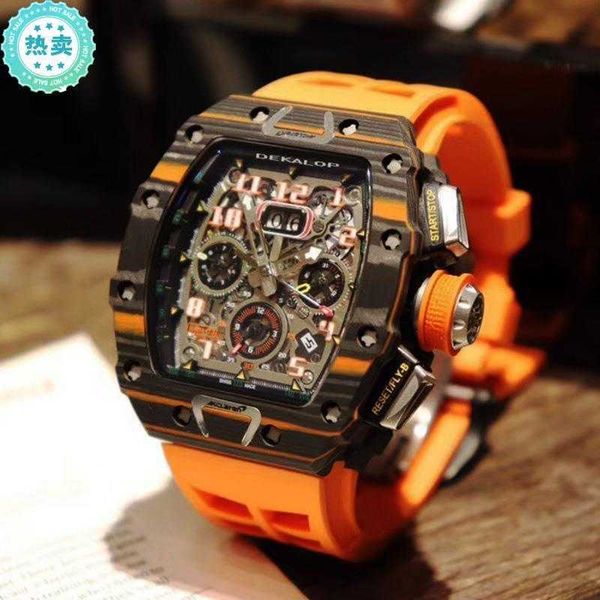 

luxury automatic mechanical watch richa milles same carbon fiber men's transparent hollowed-out mile barrel miller rm mens