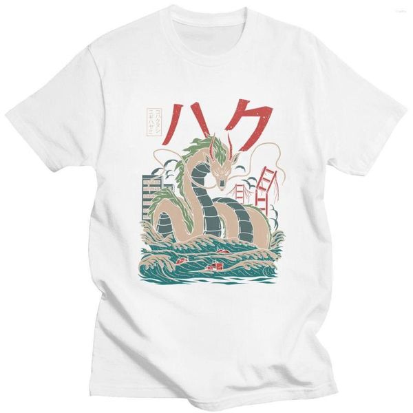 

aaamen's t shirts 2023 spirited away t-shirts print streetwear men women fashion pure cotton shirt anime dragon tees 123, Black